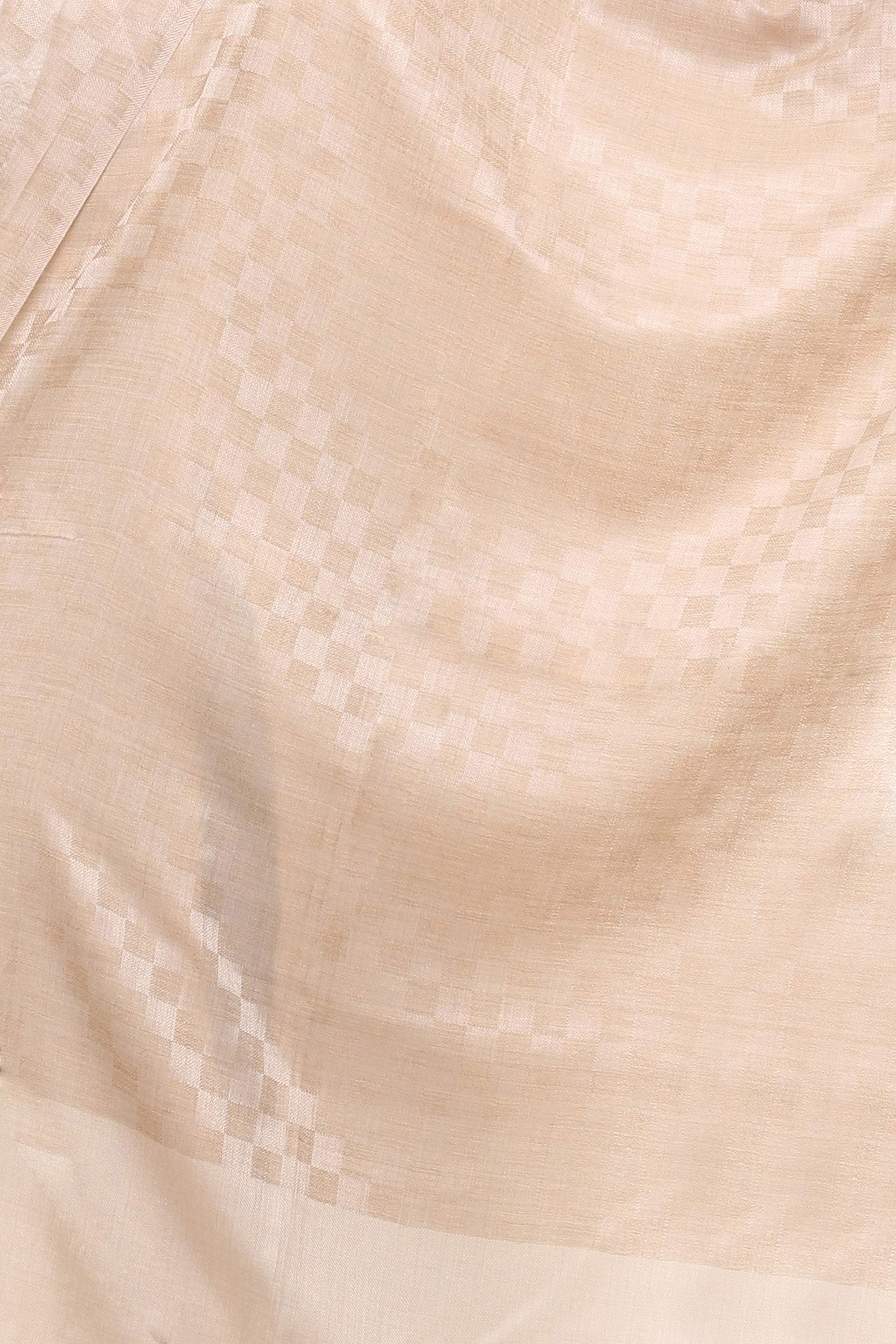 Pashtush Womens, Fine Wool, Checkered Stole, Beige - Image 4