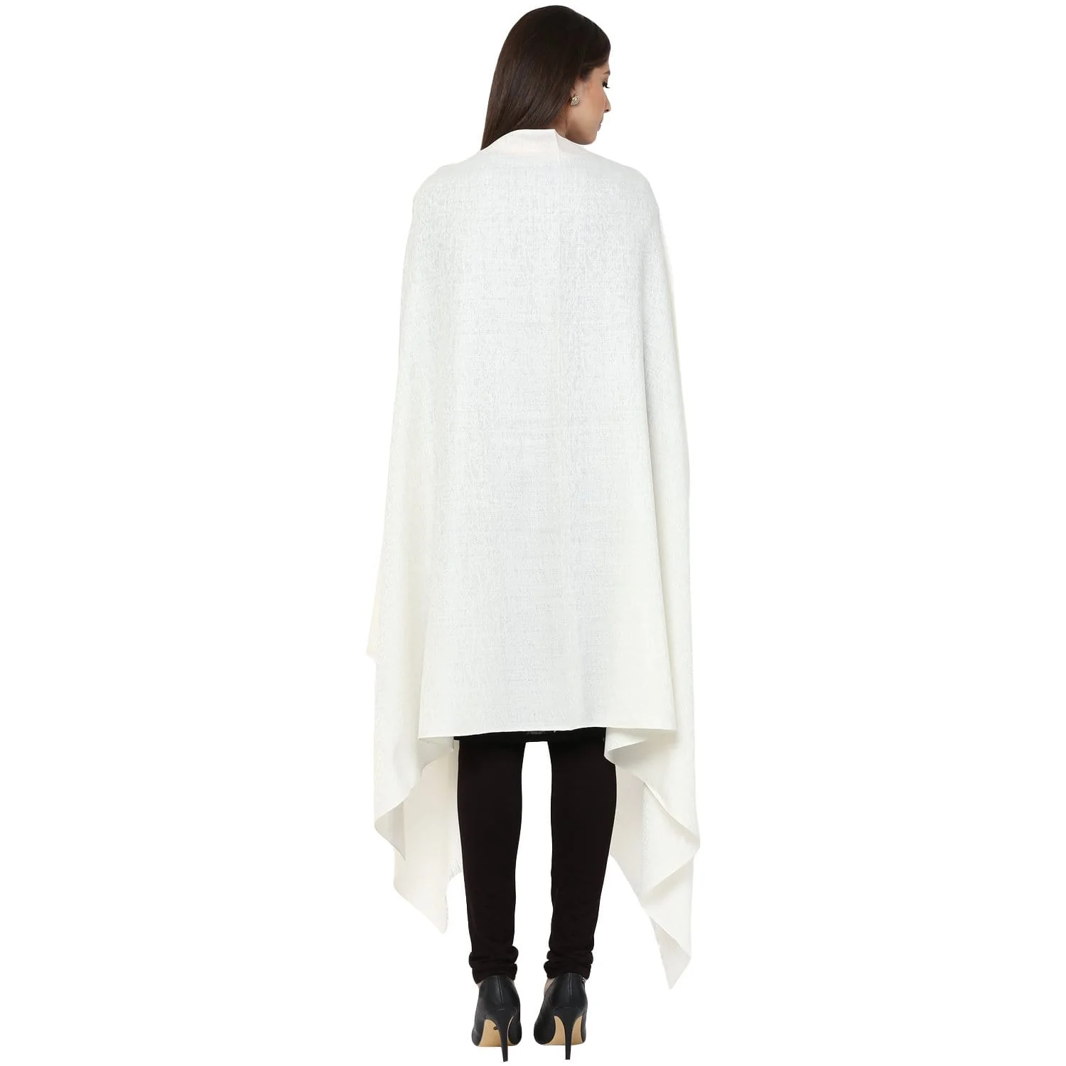 Pashtush Women'S Wool Shawl, Paisley Design, Ivory - Image 4