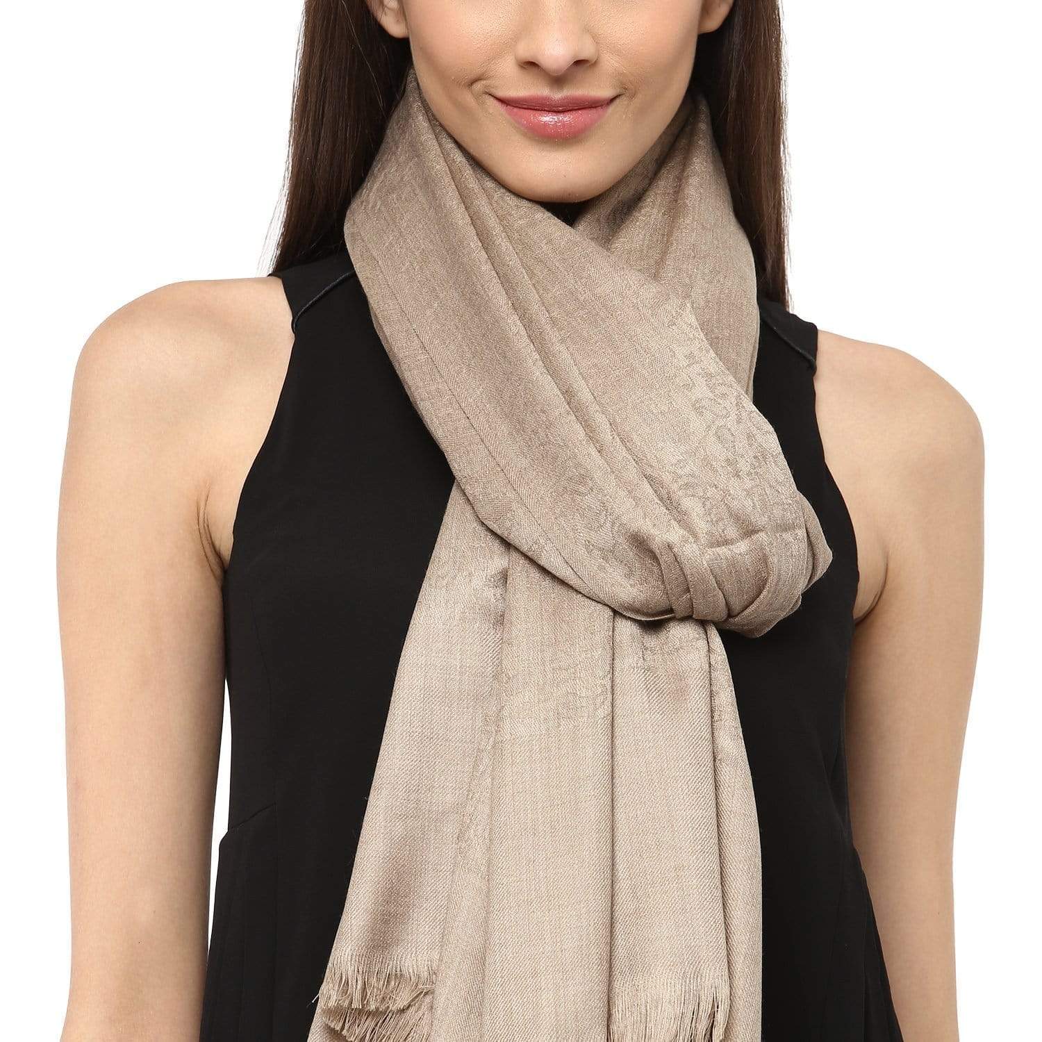 Pashtush Womens Shawl, Fine Wool, Paisley Jacquard Weave, Thar - Image 3